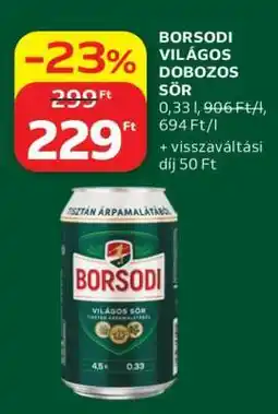 Auchan Borsodi Világos Dobozos Sör ajánlat