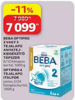 Auchan BEBA OPTIPRO 2 VAGY 3 TEJALAPÚ ANYATEJ-KIEGÉSZÍTŐ TÁPSZER ajánlat