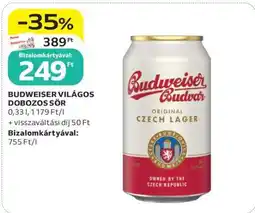 Auchan BUDWEISER VILÁGOS DOBOZOS SÖR ajánlat