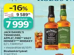 Auchan JACK DANIEL’S TENNESSEE, APPLE*, FIRE** VAGY HONNEY*** WHISKEY ajánlat