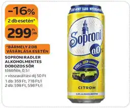 Auchan Soproni Radler Alkoholmentes Dobozos Sör ajánlat