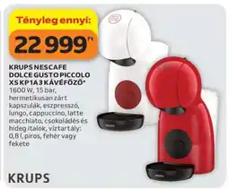 Auchan KRUPS NESCAFÉ DOLCE GUSTO PICCOLO XS KP1A3 KÁVÉFŐZŐ ajánlat
