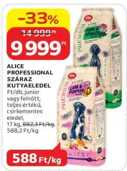 Auchan ALICE PROFESSIONAL SZÁRAZ KUTYAELEDEL ajánlat