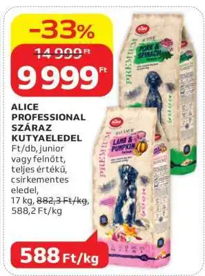 Auchan ALICE PROFESSIONAL SZÁRAZ KUTYAELEDEL ajánlat
