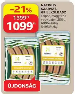 Auchan NATIVUS SZARVAS GRILLKOLBÁSZ ajánlat
