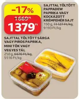 Auchan SAJTTAL TÖLTÖTT PAPPADEW PAPRIKA VAGY KOCKÁZOTT KRÉMFEHÉR SAJT ajánlat