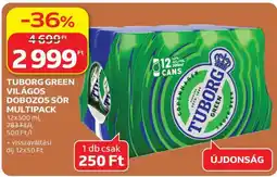 Auchan TUBORG GREEN VILÁGOS DOBOZOS SÖR MULTIPACK ajánlat