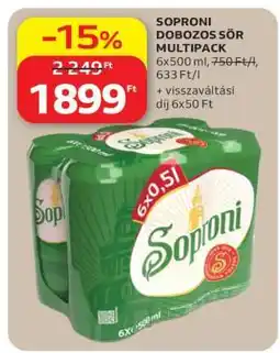 Auchan Soproni Dobozos Sör Multipack ajánlat