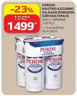 Auchan PERONI NASTRO AZZURRO VILÁGOS DOBOZOS SÖR MULTIPACK ajánlat