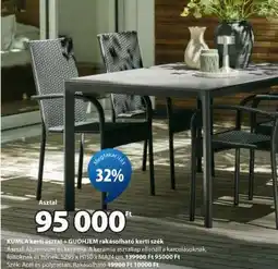 JYSK KUMLA kerti asztal + GUDHJEM rakásolható kerti szék ajánlat