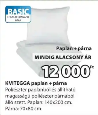 JYSK KVITEGGA paplan + párna ajánlat