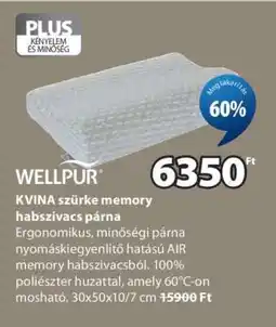 JYSK WELLPUR KVINA szürke memory habszivacs párna ajánlat