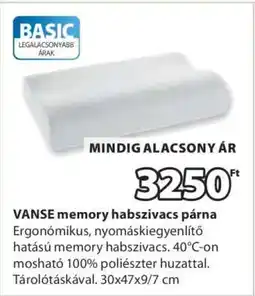 JYSK VANSE memory habszivacs párna ajánlat