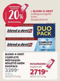 Rossmann BLEND-A-DENT COMPLETE MŰFOGSORRÖGZÍTŐ KRÉM DUOPACK ajánlat