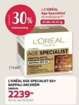 Rossmann L'ORÉAL AGE SPECIALIST 65+ NAPPALI ARCKRÉM ajánlat
