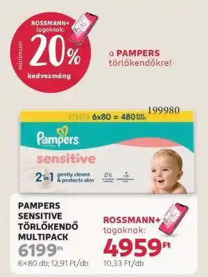 Rossmann PAMPERS SENSITIVE TÖRLŐKENDŐ MULTIPACK ajánlat