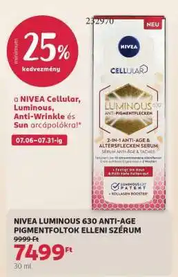 NIVEA LUMINOUS 630 ANTI-AGE PIGMENTFOLTOK ELLENI SZÉRUM