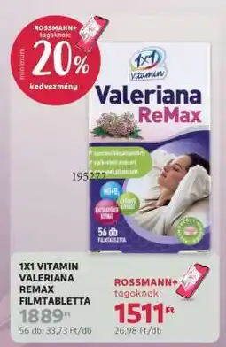 Rossmann 1X1 VITAMIN VALERIANA REMAX FILMTABLETTA ajánlat