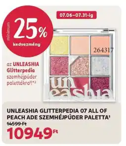 Rossmann UNLEASHIA GLITTERPEDIA 07 ALL OF PEACH ADE SZEMHÉJPÚDER PALETTA ajánlat