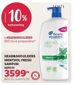 Rossmann HEAD&SHOULDERS MENTHOL FRESH SAMPON ajánlat