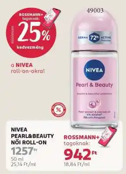 Rossmann NIVEA PEARL&BEAUTY NŐI ROLL-ON ajánlat