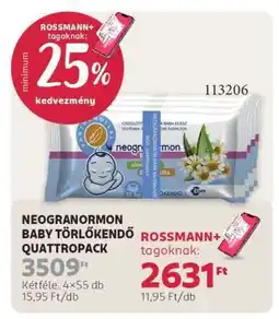 Rossmann NEOGRANORMON BABY TÖRLŐKENDŐ QUATTROPACK ajánlat