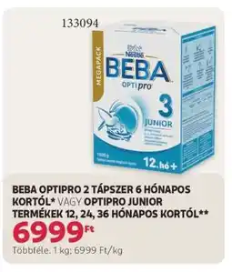 Rossmann BEBA OPTIPRO 2 TÁPSZER 6 HÓNAPOS KORTÓL VAGY OPTIPRO JUNIOR TERMÉKEK 12, 24, 36 HÓNAPOS KORTÓL ajánlat