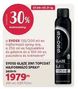Rossmann SYOSS GLAZE 3IN1 TOPCOAT HAJFORMÁZÓ SPRAY ajánlat