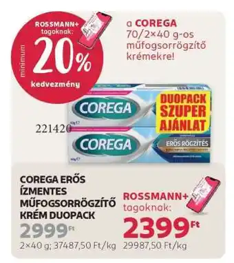 Rossmann COREGA ERŐS ÍZMENTES MŰFOGSORRÖGZÍTŐ KRÉM DUOPACK ajánlat