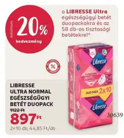 Rossmann LIBRESSE ULTRA NORMAL EGÉSZSÉGÜGYI BETÉT DUOPACK ajánlat