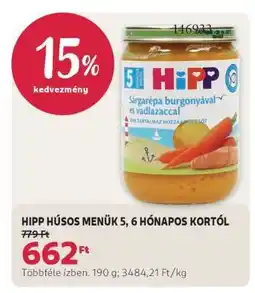 Rossmann HIPP HÚSOS MENÜK 5, 6 HÓNAPOS KORTÓL ajánlat