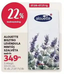 Rossmann ALOUETTE BISZTRO LEVENDULA MINTÁS SZALVÉTA ajánlat