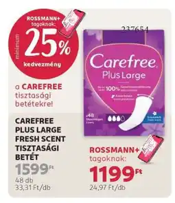 Rossmann CAREFREE PLUS LARGE FRESH SCENT TISZTASÁGI BETÉT ajánlat