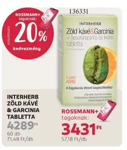 Rossmann INTERHERB ZÖLD KÁVÉ & GARCINIA TABLETTA ajánlat