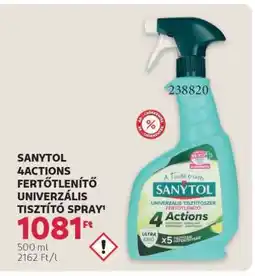 Rossmann SANYTOL 4ACTIONS FERTŐTLENÍTŐ UNIVERZÁLIS TISZTÍTÓ SPRAY ajánlat