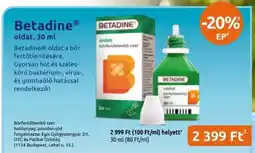 Benu Gyógyszertárak Betadine oldat, 30 ml ajánlat