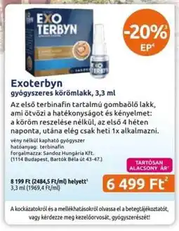 Benu Gyógyszertárak Exoterbyn ajánlat