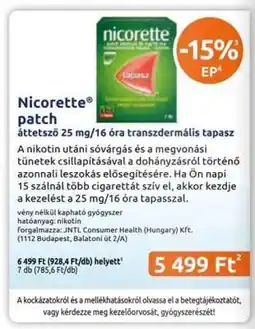 Benu Gyógyszertárak Nicorette patch ajánlat