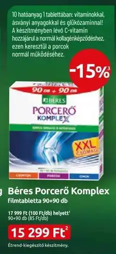 Benu Gyógyszertárak Béres Porcerő Komplex ajánlat