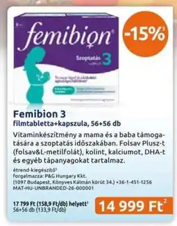 Benu Gyógyszertárak Femibion 3 ajánlat