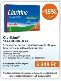 Benu Gyógyszertárak Claritine ajánlat