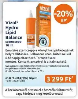 Benu Gyógyszertárak Vizol S Hydro Lipid Balance szemcsepp 10 ml ajánlat