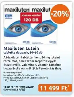 Benu Gyógyszertárak Maxiluten Lutein ajánlat