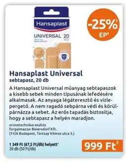 Benu Gyógyszertárak Hansaplast Universal ajánlat