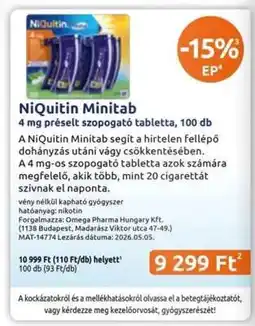 Benu Gyógyszertárak NiQuitin Minitab ajánlat