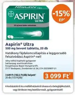Benu Gyógyszertárak Aspirin Ultra ajánlat