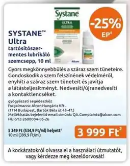 Benu Gyógyszertárak SYSTANE Ultra ajánlat