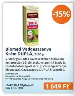 Benu Gyógyszertárak Biomed Vadgesztenye Krém DUPLA, 2x60 g ajánlat