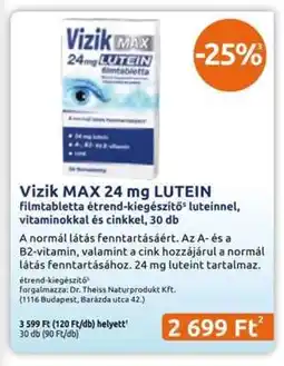 Benu Gyógyszertárak Vizik MAX 24 mg LUTEIN ajánlat
