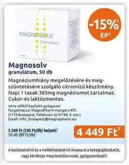 Benu Gyógyszertárak Magnosolv ajánlat
